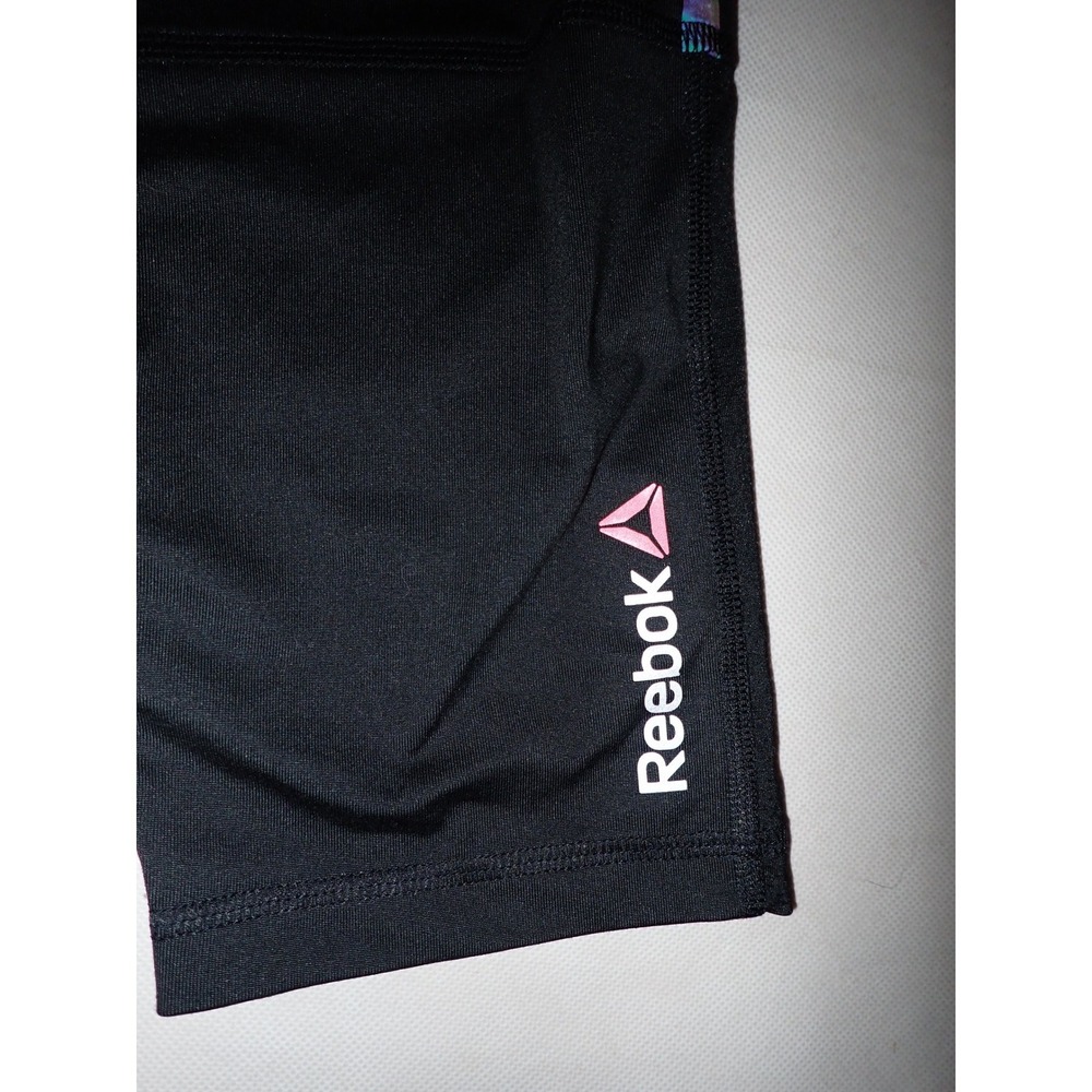 Reebok‎ Capri Tights speedwick Black Neon running Run Over it Women S  Athletic - Picture 2 of 6